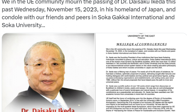 [NEWS] Foreign institutions sending condolences for the passing of Daisaku Ikeda, these organisations have common interest established with Dr. Daisaku Ikeda.